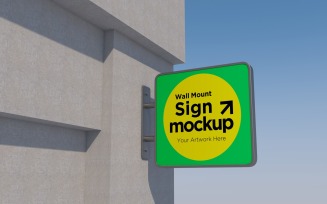 Square Wall Mount Signage Mockup Template 33A