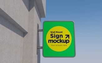 Square Wall Mount Signage Mockup Template 33C