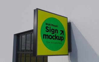 Square Wall Mount Signage Mockup Template 39B