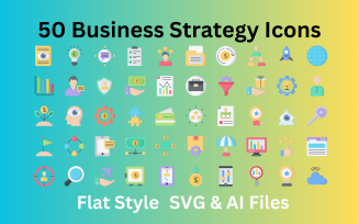 Business Strategy Icon Set 50 Flat Icons - SVG And AI Files