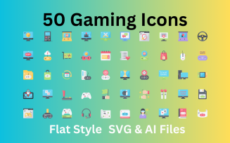 Gaming Icon Set 50 Flat Icons - SVG And AI Files