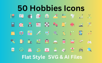 Hobbies Icon Set 50 Flat Icons - SVG And AI Files