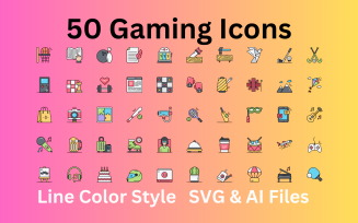 Hobbies Icon Set 50 Line Color Icons - SVG And AI Files
