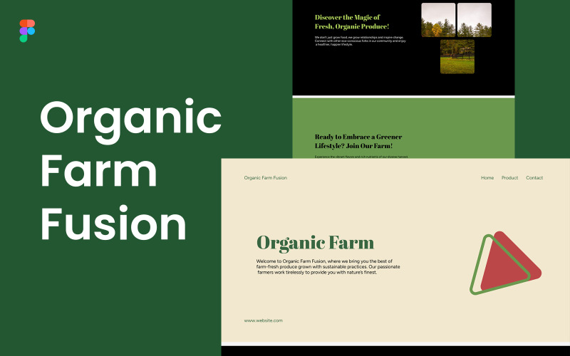 Organic Farm Landing Page Template UI Element