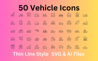 Vehicle Icon Set 50 Outline Icons - SVG And AI Files