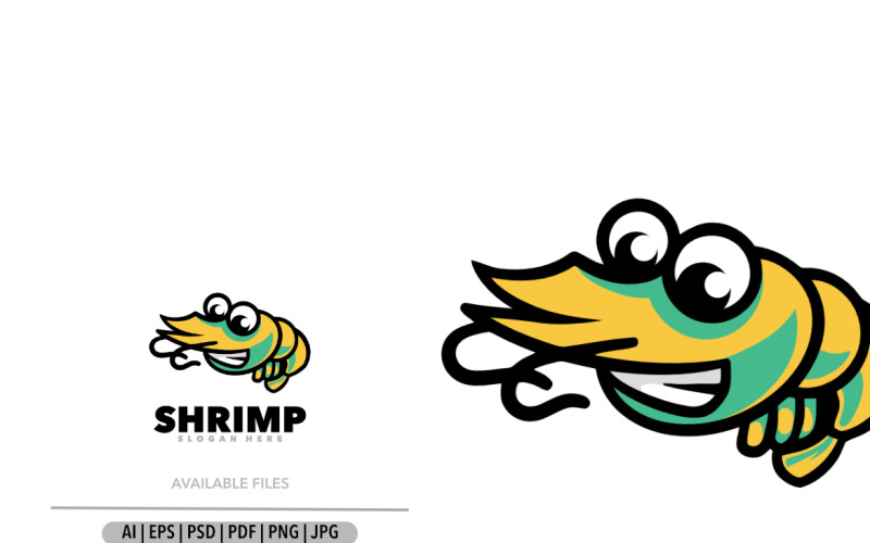 Cute shrimp mascot cartoon logo Logo Template