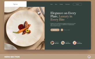 Epicour - Fine Dining Restaurant Hero Section Figma Template
