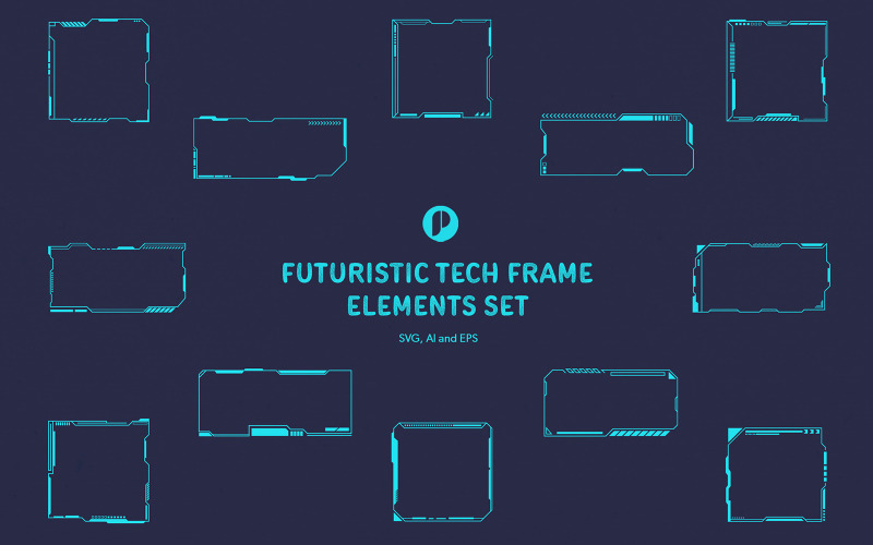Futuristic Tech Frame Elements Set Illustration