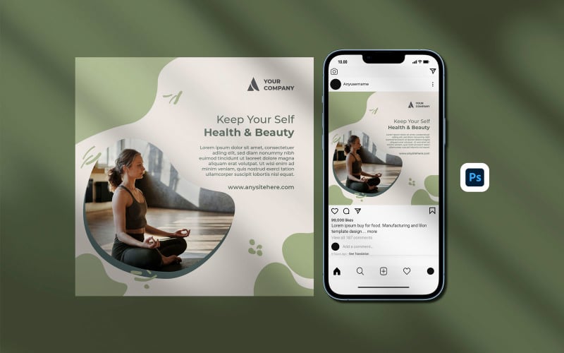 Simple Meditation Instagram Posts Template Social Media