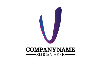 V initial name letter logo template v10