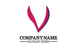 V initial name letter logo template v12