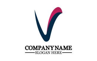 V initial name letter logo template v14