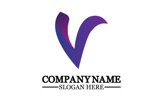 V initial name letter logo template v16