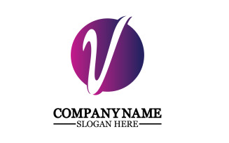V initial name letter logo template v17