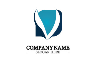 V initial name letter logo template v18