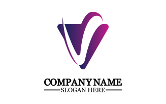 V initial name letter logo template v19