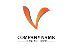 V initial name letter logo template v1