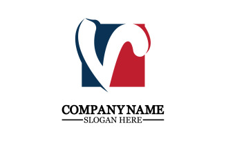 V initial name letter logo template v21