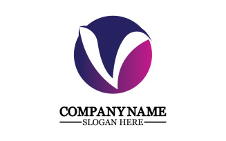 V initial name letter logo template v24