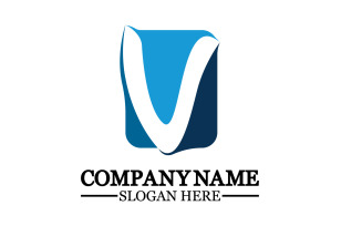 V initial name letter logo template v25