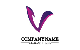 V initial name letter logo template v2