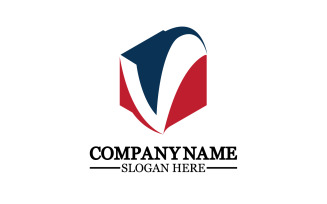V initial name letter logo template v30