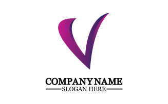 V initial name letter logo template v6