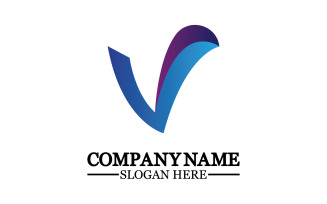 V initial name letter logo template v7
