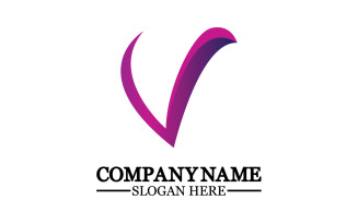 V initial name letter logo template v8