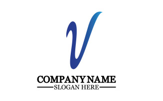 V initial name letter logo template v9