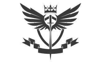 Wing sword and crown king lord logo icon v10