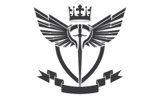 Wing sword and crown king lord logo icon v13