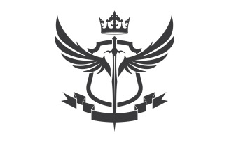 Wing sword and crown king lord logo icon v15