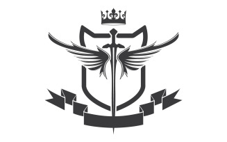 Wing sword and crown king lord logo icon v17