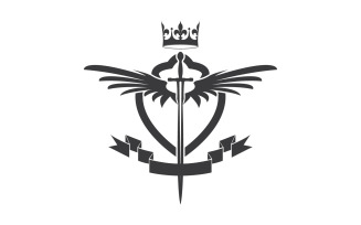 Wing sword and crown king lord logo icon v18