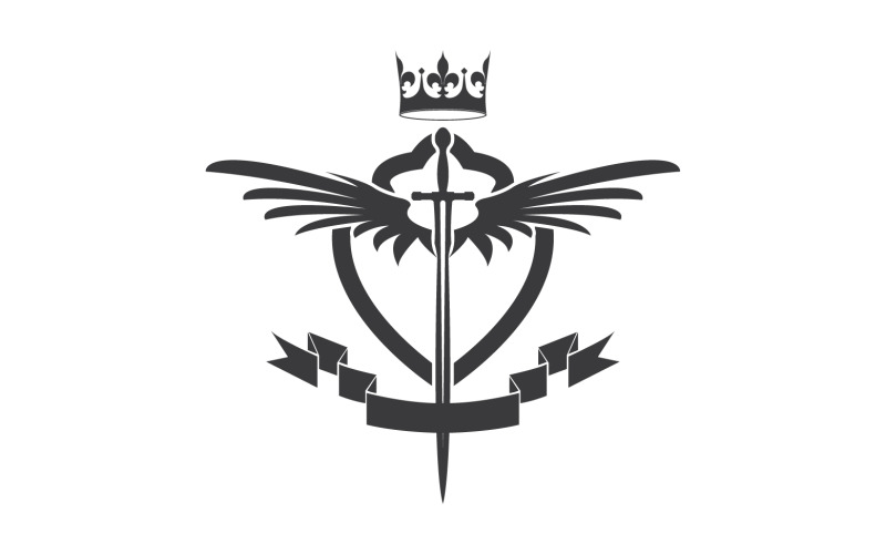Wing sword and crown king lord logo icon v18 Logo Template