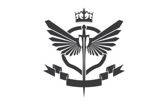 Wing sword and crown king lord logo icon v19
