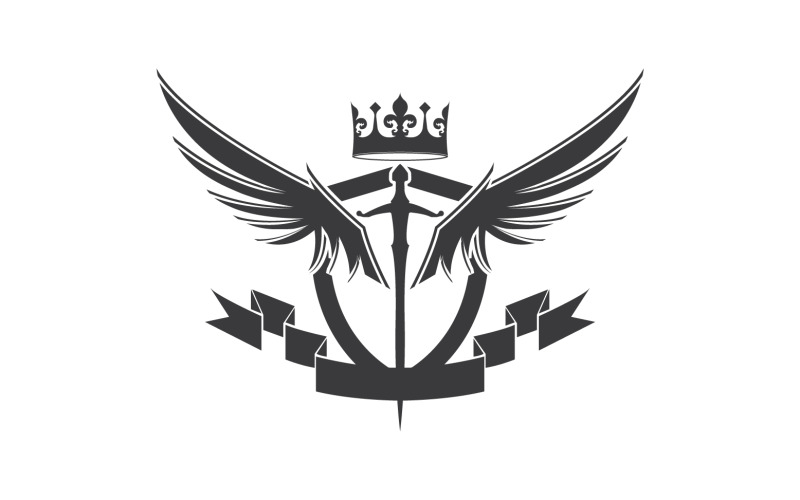 Wing sword and crown king lord logo icon v1 Logo Template