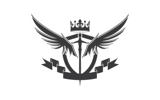 Wing sword and crown king lord logo icon v1