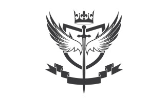 Wing sword and crown king lord logo icon v26