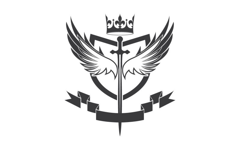 Wing sword and crown king lord logo icon v26 Logo Template