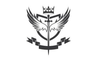 Wing sword and crown king lord logo icon v26