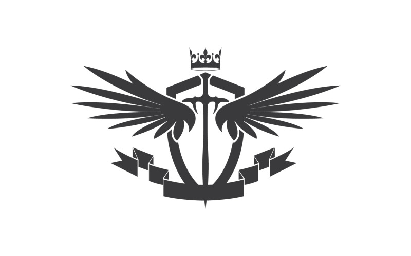 Wing sword and crown king lord logo icon v2 Logo Template