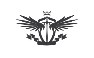 Wing sword and crown king lord logo icon v2