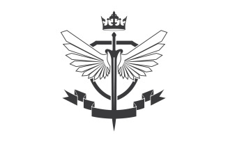 Wing sword and crown king lord logo icon v31