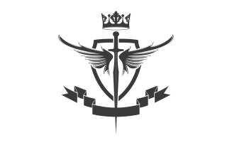 Wing sword and crown king lord logo icon v32