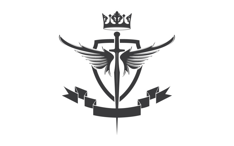 Wing sword and crown king lord logo icon v32 Logo Template
