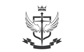 Wing sword and crown king lord logo icon v34