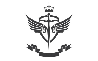 Wing sword and crown king lord logo icon v35