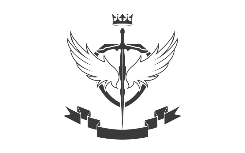 Wing sword and crown king lord logo icon v36 Logo Template